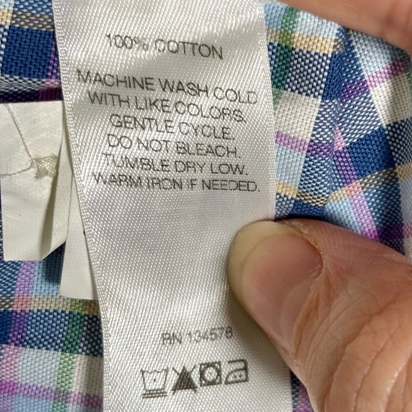 Vineyard Vines Classic Fit Murray Long Sleeve Blue Plaid Cotton Shirt Men Large - Picture 5 of 5